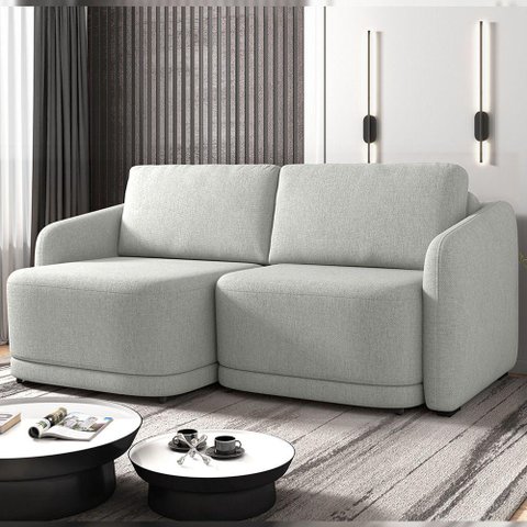 Sofá Cama Modulado Retrátil e Reclinável Decorativo Varsóvia 236cm Linho Cinza G33 - Gran Belo