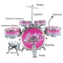 Ver imagem 3 de Bateria Infantil, Musical, Completa, Banco, Baqueta, Pedal, Rosa, DMT6066RS