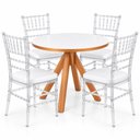 Ver imagem 2 de Conjunto Mesa Dallas Redonda 90 cm Branca + 4 Cadeiras Tiffany Cristal com Assento Branco