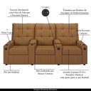 Ver imagem 4 de Poltrona do Papai Reclinável Sala de Cinema Movie 3 Lugares Manual Baú Usb Pu Caramelo Gran Belo Mov