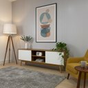 Ver imagem 6 de Rack para TV até 75 Polegadas MDF 180cm Pés em Madeira Maciça 2 Portas Correr Origem