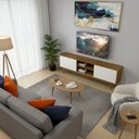 Ver imagem 7 de Rack para TV até 75 Polegadas MDF 180cm Pés em Madeira Maciça 2 Portas Correr Origem