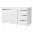 Ver imagem 1 de Balcão Gabinete Lux para Pia de 120cm 100% Mdf sem Tampo 02 Portas e 03 Gavetas Branco - Desk