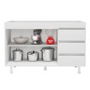 Ver imagem 6 de Balcão Gabinete Lux para Pia de 120cm 100% Mdf sem Tampo 02 Portas e 03 Gavetas Branco - Desk