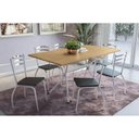 Ver imagem 1 de Conjunto: Mesa Sala Jantar Loire C/ Tampo de Madeira 160cm e 6 Cadeiras Portugal Cromada/nogueira -