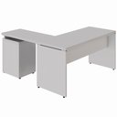 Ver imagem 5 de Escrivaninha L 150cm X 150cm Gaveteiro 3 Gav. Pé Painel F5 Cor:cinza