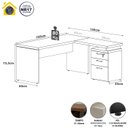 Ver imagem 2 de Escrivaninha L 150cm X 150cm Gaveteiro 3 Gav. Pé Painel F5 Cor:cinza