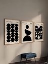 Ver imagem 1 de Kit 3 Quadros Decorativos Bauhaus Preto e Branco Minimalista No1 - Moldura Preta