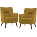 Ver imagem 1 de Kit 02 Poltronas Decorativa Fixa Pés de Madeira Isabella D02 Veludo Mostarda B-260 - Lyam Decor
