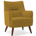 Ver imagem 3 de Kit 02 Poltronas Decorativa Fixa Pés de Madeira Isabella D02 Veludo Mostarda B-260 - Lyam Decor