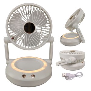 Ventilador Mesa Dobravel 3 Velocidades Luz Led Usb Portatil Iluminaçao Escrivaninha Calor Verao Pent