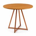 Ver imagem 2 de Mesa de Sala e Jantar Paris Modelo Industrial Moderno Tampo Redondo Canela com Base de Ferro Cobre