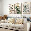 Ver imagem 4 de Kit 3 Quadros Folhagem Costela de Adão Botânico com Moldura:castanho