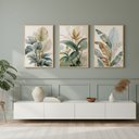 Ver imagem 5 de Kit 3 Quadros Folhagem Costela de Adão Botânico com Moldura:castanho