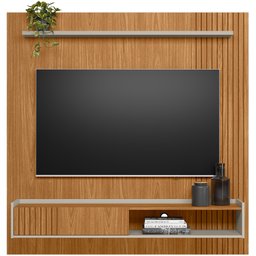 Painel para Tv 65 Pol com Bancada Suspensa 160cm Brooklin L05 Nature Off White - Lyam Decor - 3