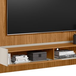 Painel para Tv 65 Pol com Bancada Suspensa 160cm Brooklin L05 Nature Off White - Lyam Decor - 6