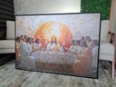 Ver imagem 2 de Quadro 130x90cm Santa Ceia Geométrica Rod Canvas Brilho Moldura Flutuante Preta