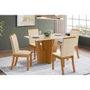 Ver imagem 1 de Sala de Jantar Completa Vértice Tampo Madeirado C/ Vidro Canto Reto 120x80cm e 4 Cadeiras Isa