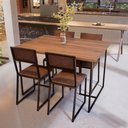 Ver imagem 1 de Conjunto Mesa de Jantar Retangular Imbuia 4 Cadeiras Preta Riviera Industrial Don Castro Decor Rivie