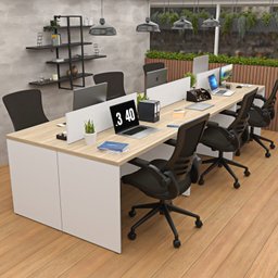 Estação de Trabalho Mesa Plataforma Escritório 1200x600 6 Lugares Netmobil - Dubai/branco - 2