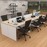 Estação de Trabalho Mesa Plataforma Escritório 1200x600 6 Lugares Netmobil - Dubai/branco - 3