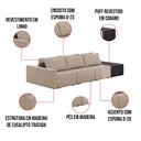 Ver imagem 3 de Sofá Ilha 3 Lugares Living 372cm Modulado para Sala Lary Linho/pu Pto K01 - D'Rossi