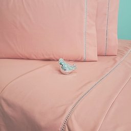 Jogo de Cama Casal 400 Fios Salmão Ponto Palito 4 Peças Casa Dona - 3