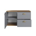 Ver imagem 5 de Gabinete de Banheiro 1 Porta 2 Gavetas 100% MDF 80cm sem Cuba Lívia Yescasa Cinza/Freijó/Urbi