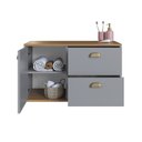 Ver imagem 4 de Gabinete de Banheiro 1 Porta 2 Gavetas 100% MDF 80cm sem Cuba Lívia Yescasa Cinza/Freijó/Urbi
