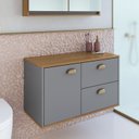 Ver imagem 1 de Gabinete de Banheiro 1 Porta 2 Gavetas 100% MDF 80cm sem Cuba Lívia Yescasa Cinza/Freijó/Urbi