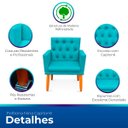 Ver imagem 3 de Poltrona Nina Captone Decorativa Suede Azul Tiffany para Escritorio, Sala Salão Biselos-Decor