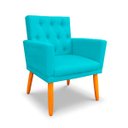 Ver imagem 1 de Poltrona Nina Captone Decorativa Suede Azul Tiffany para Escritorio, Sala Salão Biselos-Decor