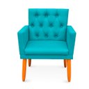 Ver imagem 5 de Poltrona Nina Captone Decorativa Suede Azul Tiffany para Escritorio, Sala Salão Biselos-Decor