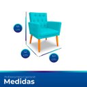 Ver imagem 6 de Poltrona Nina Captone Decorativa Suede Azul Tiffany para Escritorio, Sala Salão Biselos-Decor