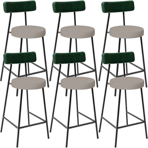 Kit 06 Banquetas Baixa Cozinha e Sala Jantar Bancada Milão L02 Facto Verde Linho Bege - lyam decor L