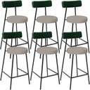 Ver imagem 1 de Kit 06 Banquetas Baixa Cozinha e Sala Jantar Bancada Milão L02 Facto Verde Linho Bege - lyam decor L