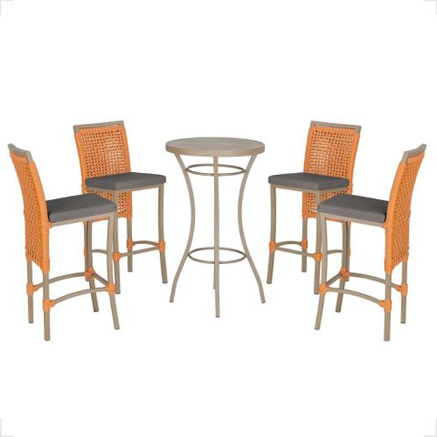Mesa Bistro e 4 Banquetas Roma Fendi Corda Náutica 11 Trama Original