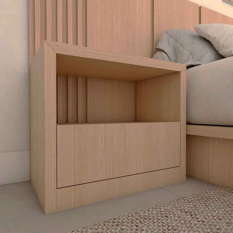 Mesa de Cabeceira Personalizada Quarto com 1 Gaveta 100% MDF:Carvalho Malva