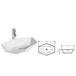 Cuba De Louça Cerâmica Sobrepor Apoio Banheiro Pia 57x37 Cm - 4