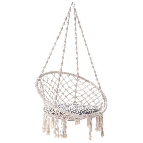 Rede Cadeira de Balanço de Algodão Suspensa Teto Quintal Descanso Decoração Varanda Trançada Casa Sa