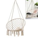Ver imagem 2 de Rede Cadeira de Balanço de Algodão Suspensa Teto Quintal Descanso Decoração Varanda Trançada Casa Sa