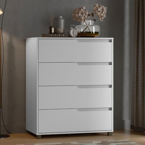 Cômoda Quarto 80cm X 104cm com 4 Gavetas Usinadas 100% Mdf Cor:branco