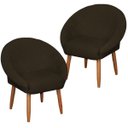 Ver imagem 1 de Kit 2 Cadeira Confortável para Escritório Tecido Veludo Pés de Madeira Decorativa Moblan Decor:Marro