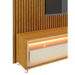 Rack com Painel 2.2 com LED Requinte Naturale com Off White - Gelius Móveis - 3