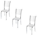 Ver imagem 1 de Conjunto 3 Cadeiras Cromadas Para Cozinha Kiara-corino Branco