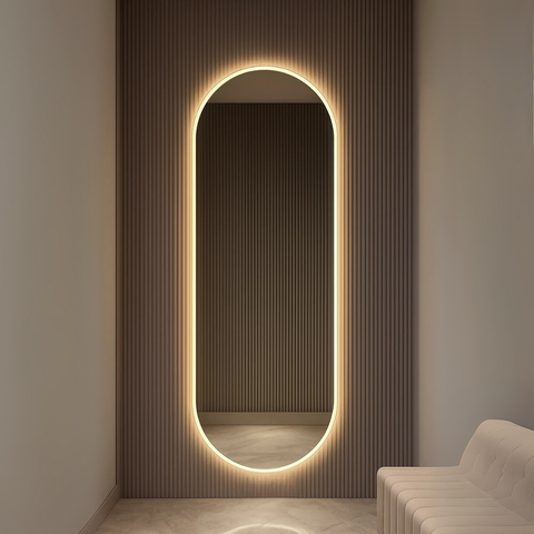 Espelho Solis Led Touch 110x50cm Moderno – Iluminação Decorativa para Quarto, Banheiro, Sala, Closet