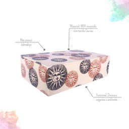 CAIXA DECORATIVA ESTAMPA SOL COR BEGE TAM G - 3