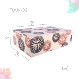 CAIXA DECORATIVA ESTAMPA SOL COR BEGE TAM G - 2