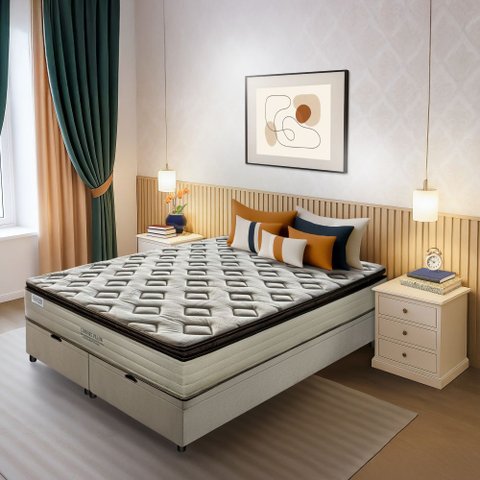 Cama Box Baú King Molas Ensacadas Comfort Pillow Fabrispuma