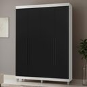 Ver imagem 1 de Guarda-Roupa Solteiro com Pés 4 Portas Batentes Branco/Preto/Preto Netuno Madesa